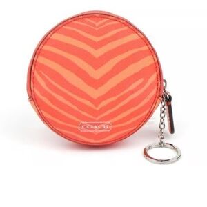 Coach Vibrant Orange Zebra Coin Pouch NWT